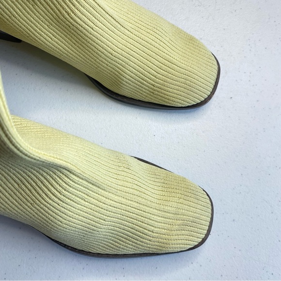 Everlane Size 7 ReKnit Pale Yellow Ribbed Square Toe The High Ankle Glove Boot - Picture 3 of 9